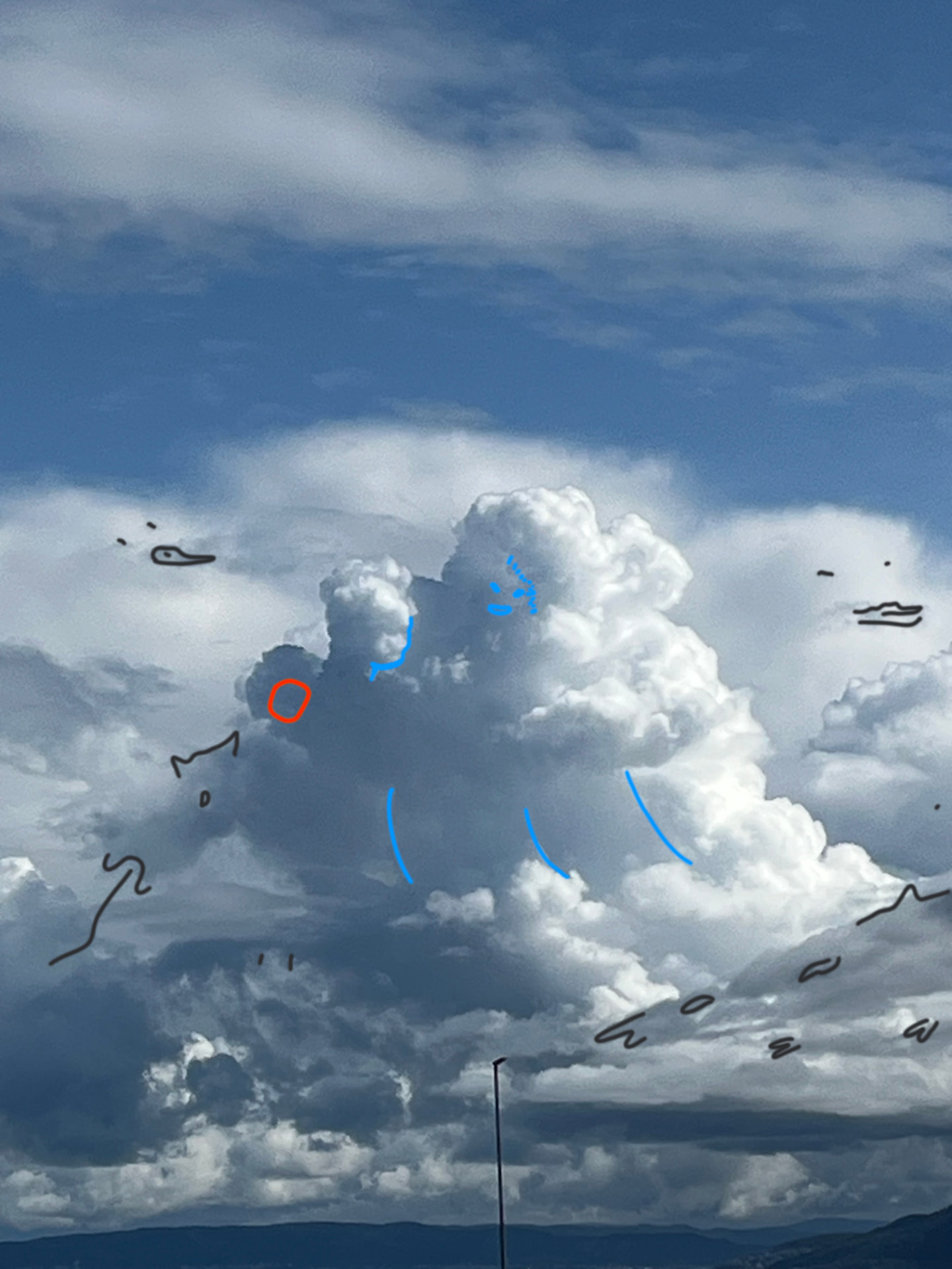 Sky Monsters drawing over clouds and sky, image 1