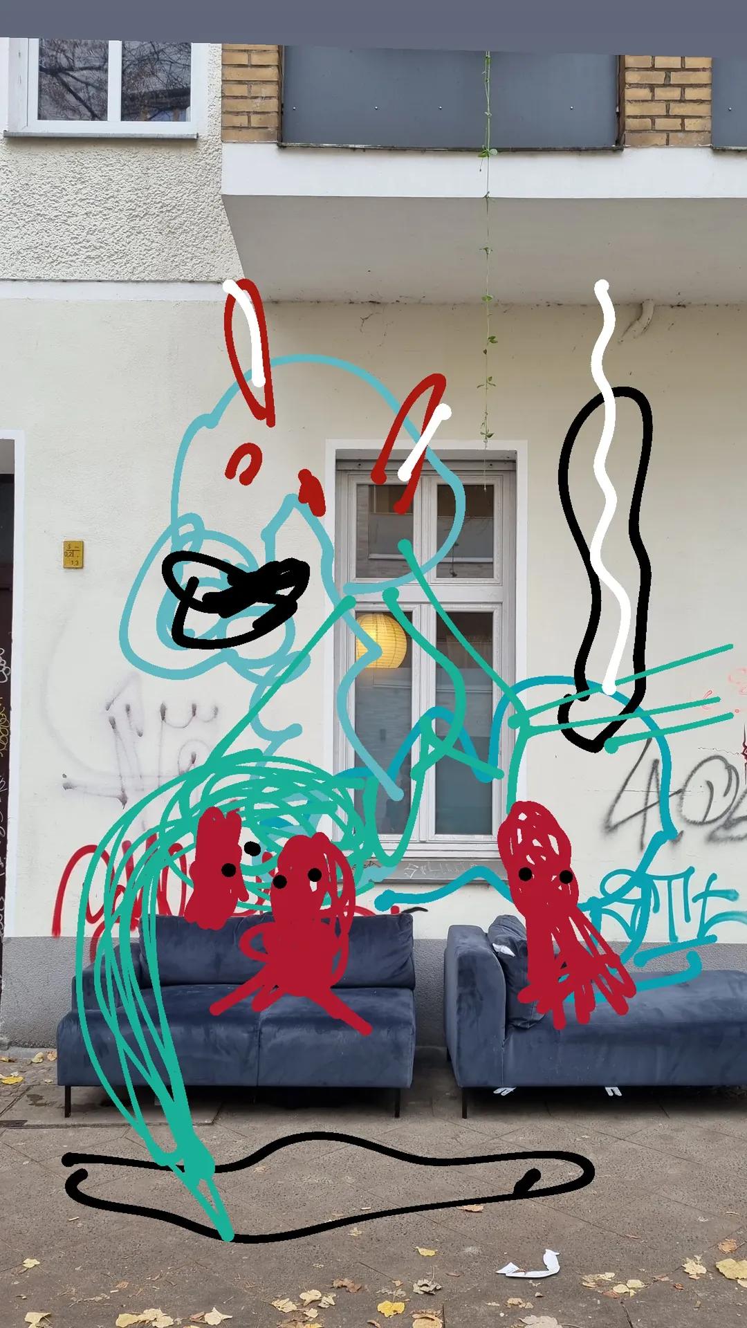 City Characters drawing over an urban scene, image 2