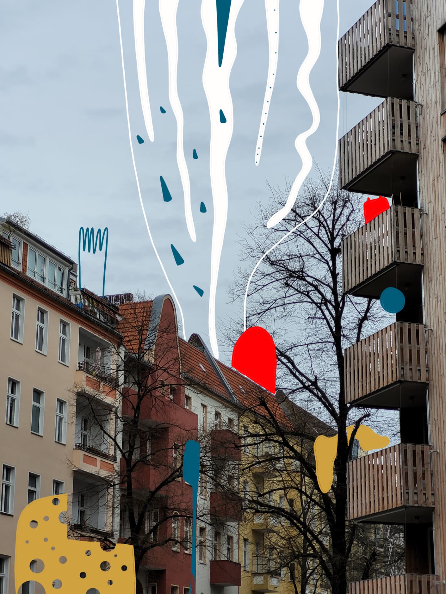 City Monsters drawing over a Berlin street scene, image 9