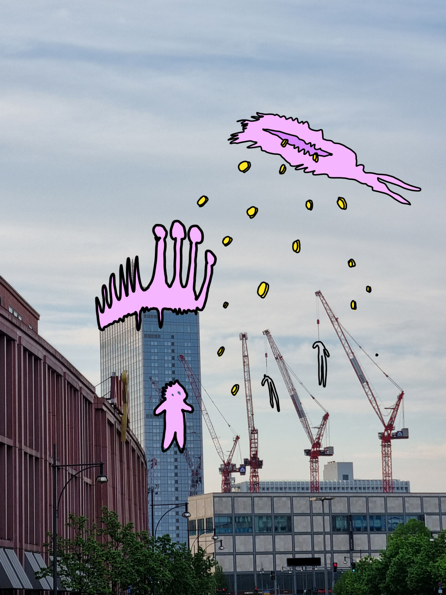 City Monsters drawing over a Berlin street scene, image 16