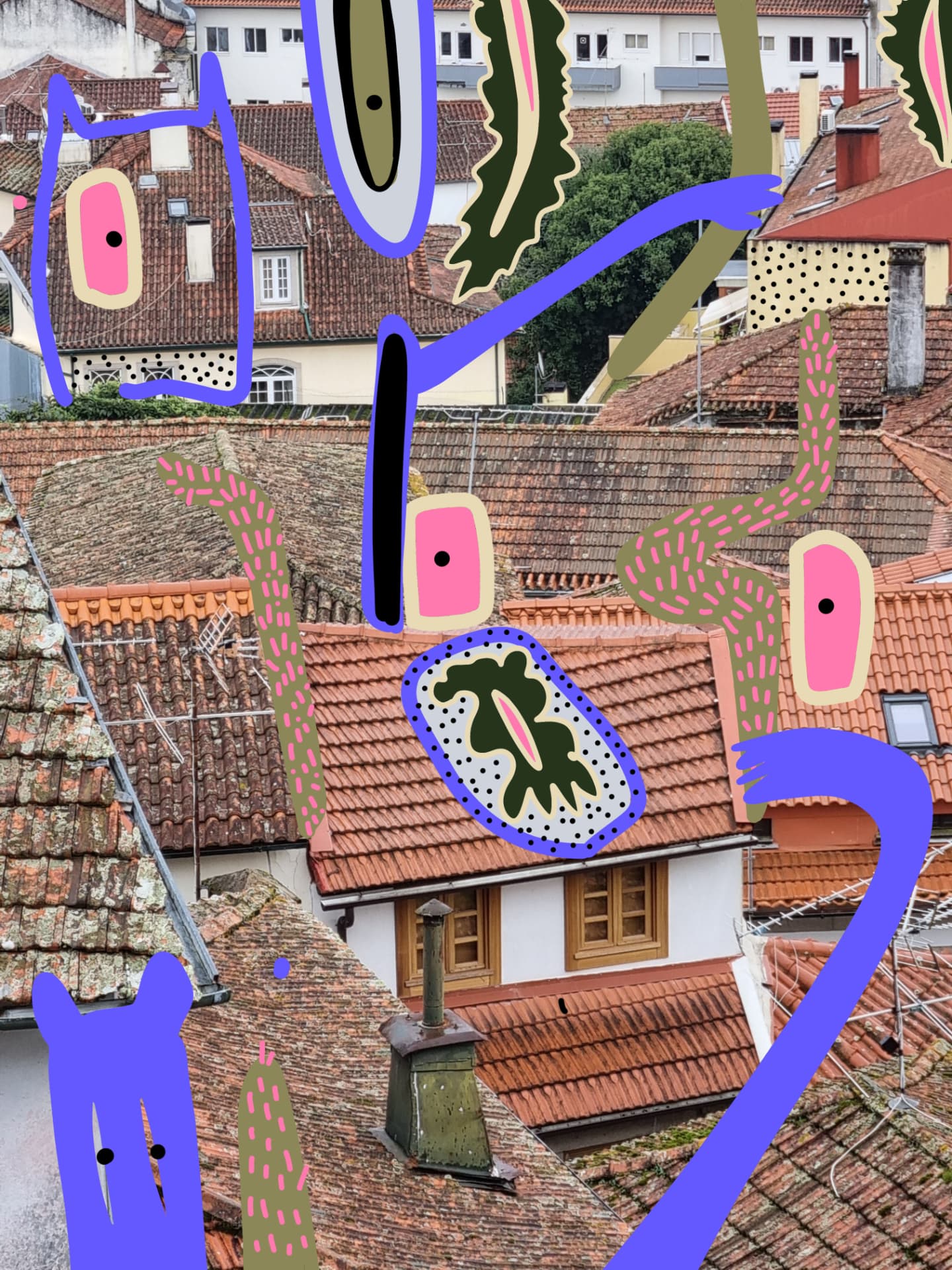 City Monsters drawing over a Berlin street scene, image 10