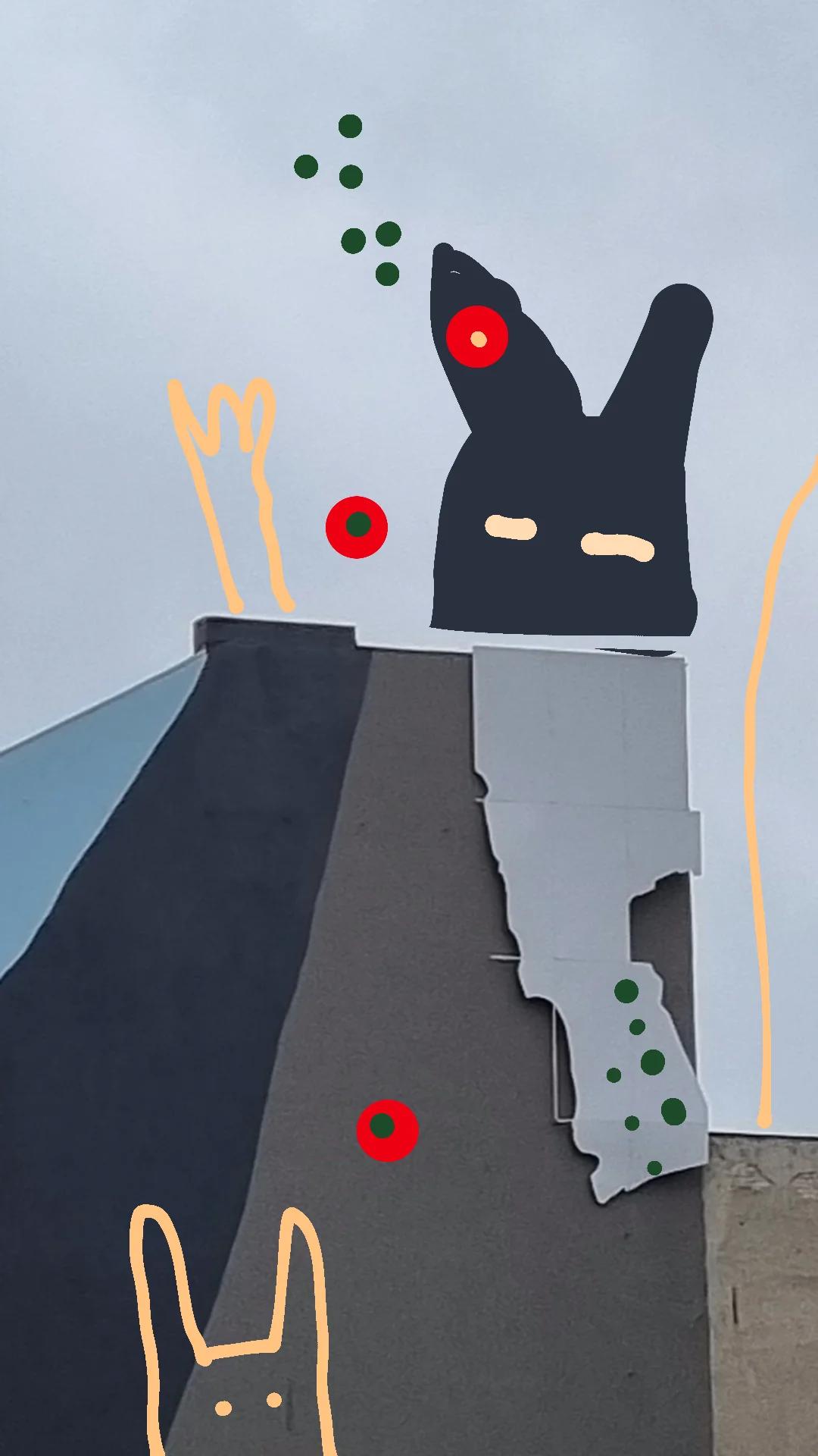 City Characters drawing over an urban scene, image 1