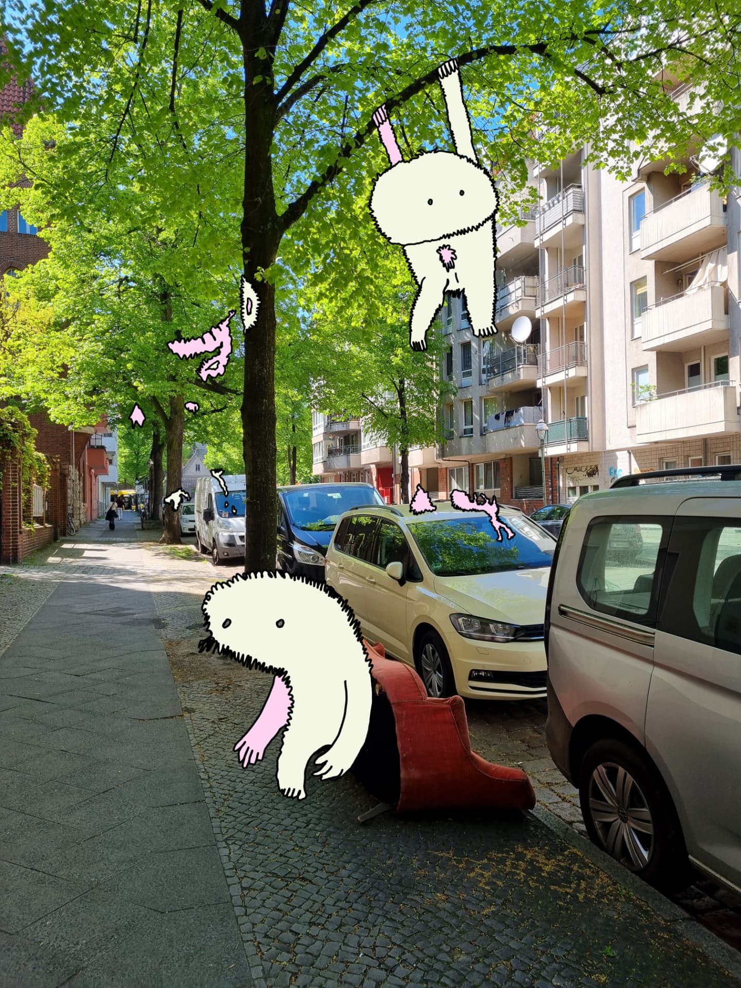 City Monsters drawing over a Berlin street scene, image 11