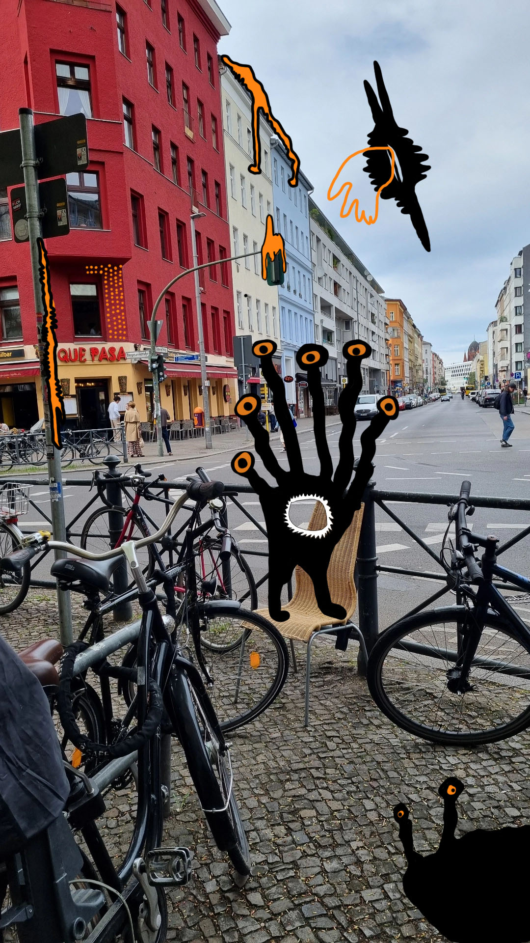 City Monsters drawing over a Berlin street scene, image 13