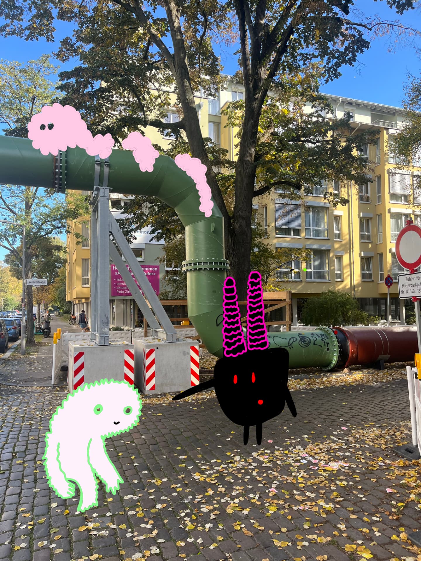 City Monsters drawing over a Berlin street scene, image 4