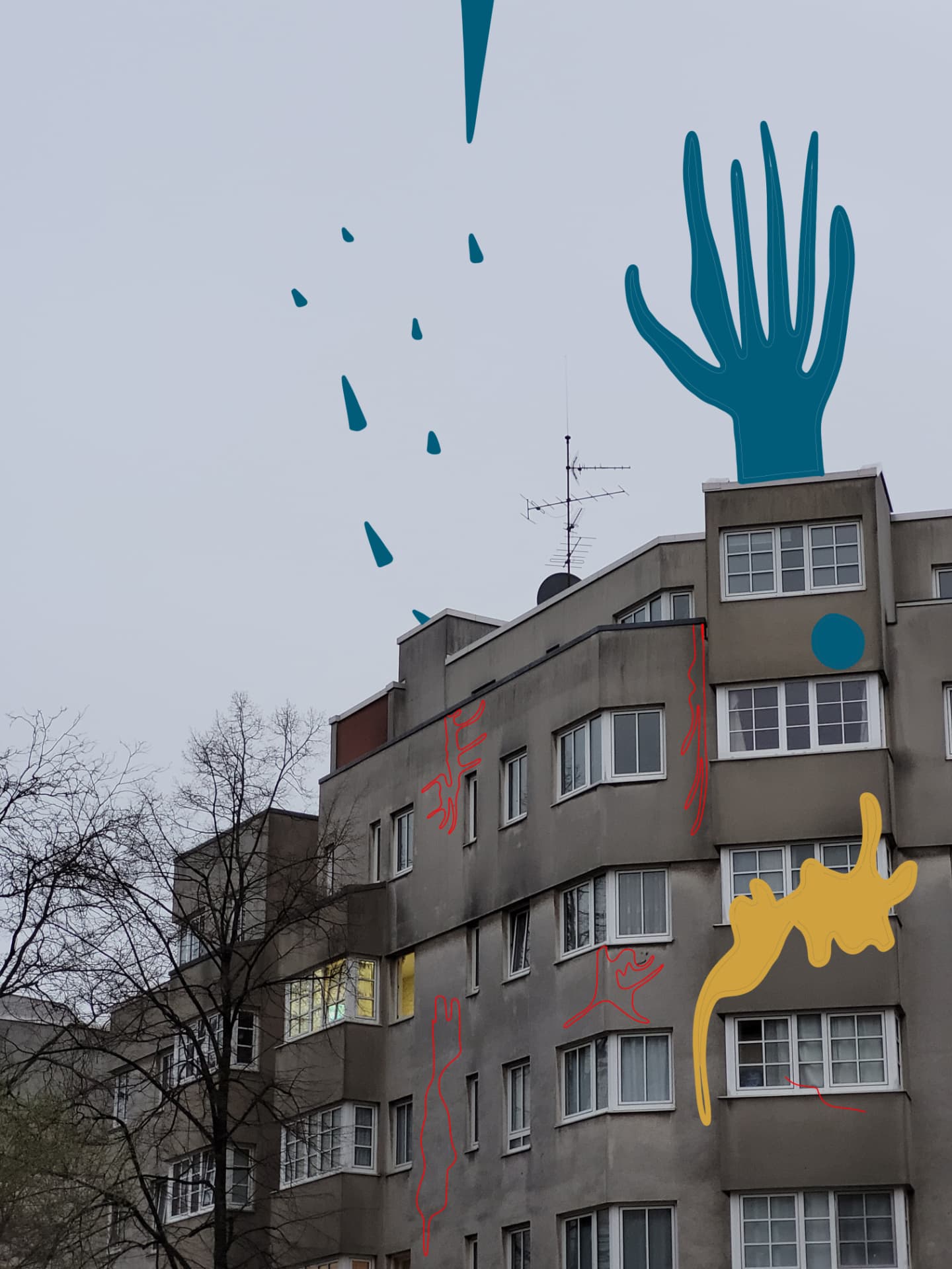 City Monsters drawing over a Berlin street scene, image 6